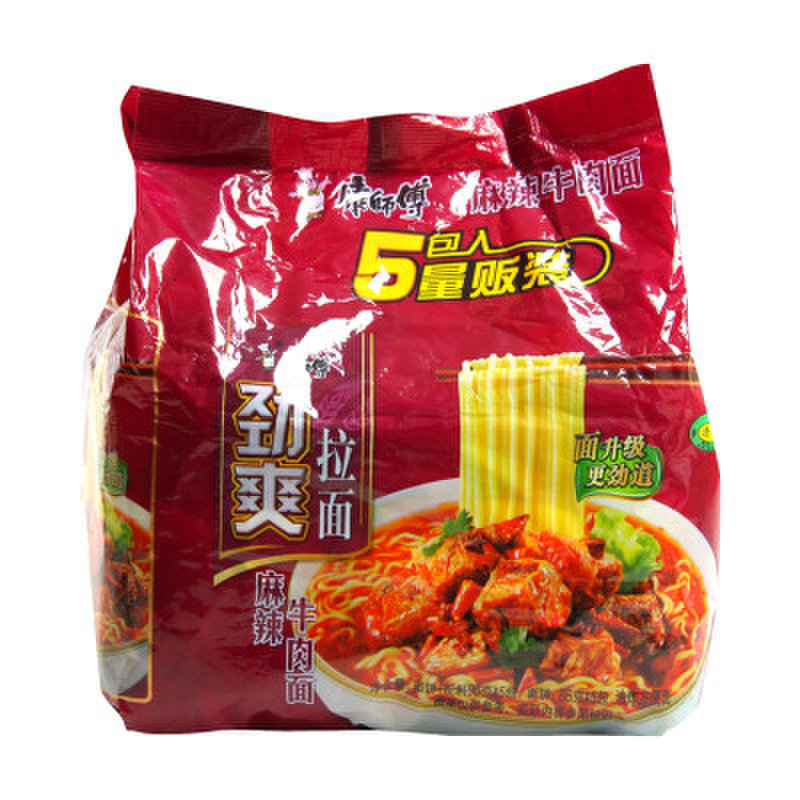 【康师傅方便食品图片】康师傅劲爽麻辣牛肉面五包96g*5包/组图片大全