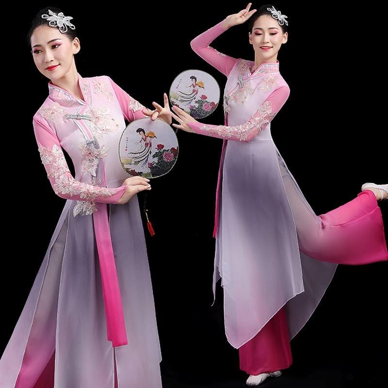 中式服装女古典舞演出服女飘逸中国风2021新款扇子舞蹈套装现代民族
