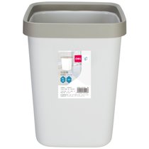得力（deli）压圈方形垃圾桶 家用清洁桶纸篓 办公用品 18820 中号 浅灰(浅灰色)