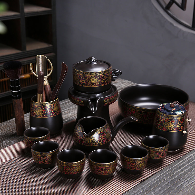 泡茶器茶具套装复古简约茶杯子定制12件暗香鎏金半自动套装默认版本