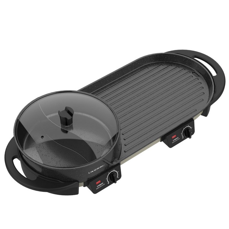 利仁(liven)sk-j6860电烧烤炉多功能鸳鸯电火锅 家用电烤炉麦饭石烤肉