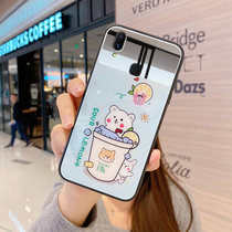 绿赐vivoX21后指纹手机壳创意化妆镜VIVOX21UD前指纹卡通个性全包保护软边防摔玻璃壳半镜-柠檬小熊VIVOX2(VIVOX21后指纹 半镜-柠檬小熊)