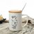 创简坊（CJIANFF） 陶瓷情侣杯马克杯可爱水杯带盖勺早餐杯牛奶咖啡杯子(biu配竹盖钢勺)