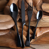 臻酷 304不锈钢餐具西餐牛排刀叉勺四件套装 黑金系列正餐刀叉礼盒装