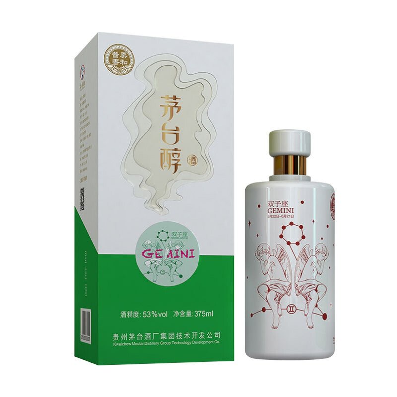 国美酒业茅台醇53度星座酒双子座柔和酱香型白酒375ml