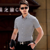 杉祺世家2015夏装新款时尚商务休闲短袖衬衫702(黑色 175)