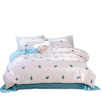 黛格单双人床上用品 小清新卡通纯色超柔顺滑臻丝绸四件套件 被套 床单 枕套(2 默认)