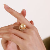 风下Hrfly 日落色南洋金珠珍珠戒指 18K金钻石 个性别致修手型 柔美极简现代感 礼盒包装