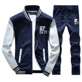 卓狼男装2016年新款男士棒球服套装跑步运动服长袖户外休闲卫衣两件套STD27(深蓝色 XL)