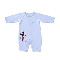 迪士尼宝宝长袖前开闭裆哈衣 婴儿爬爬服 棉连身衣 春秋款(蓝色 59cm（0-3个月）)