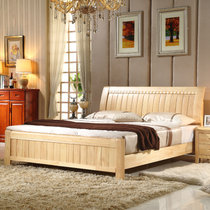 艾莉哲家具 实木床橡木床1.5 1.8米双人床中式现代实木床 卧室成人结婚大床 520#(浅色 1500*2000(送床板))