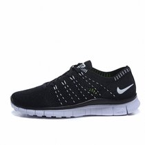 Nike耐克FREE 5.0飞线赤足男鞋网面跑步鞋超轻编织女鞋透气运动鞋(黑白 44)