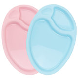 甜厨（TenCook）儿童食物碟 分格 餐具碟子 儿童食物分享治理碟 小孩水果饼干零食盘 蓝色+粉 TCTW01011