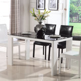 皇园（Huangyuan）餐桌椅组合 钢化玻璃现代简约时尚饭桌套餐黑白长方形搭配家具（一桌六椅3白3黑）8006(一桌六椅白鳄鱼纹 默认)