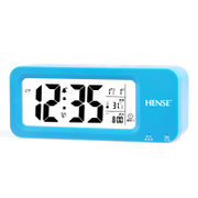 汉时(Hense)充电电子闹钟创意智能锂电LCD静音夜光懒人台钟座钟HA32(蓝色白灯 其他)