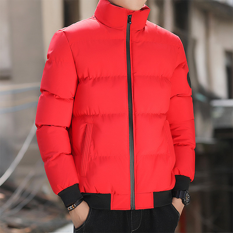 2021新款棉衣男士外套棉袄秋冬季男装潮流短款加厚休闲棉服红色xxxl
