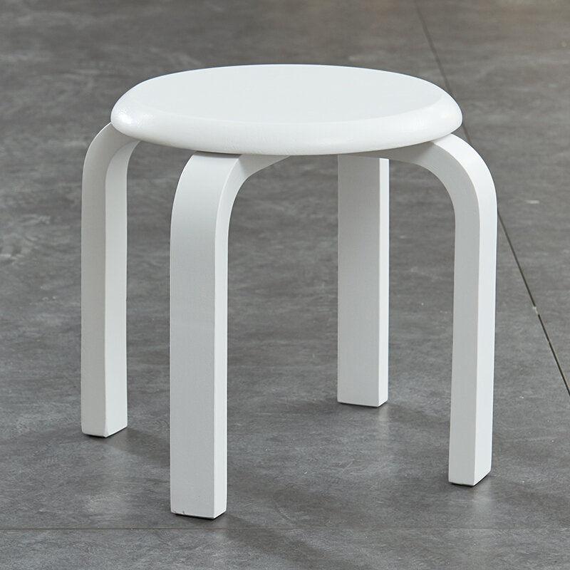 家逸实木凳子小板凳餐凳高矮凳休闲登子圆凳家用小号白色