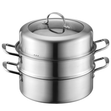 爱仕达304不锈钢蒸锅家用二层蒸锅28cmzs28h1wg火锅汤锅电磁炉锅通用