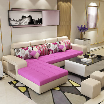 领胜布艺沙发现代简约客厅整装家具l型转角组合可拆洗3米小户型沙发
