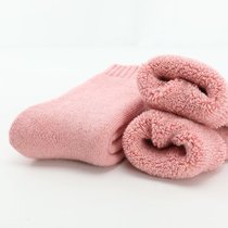 SUNTEK冬季超厚款长袜子男女毛巾袜加厚毛绒保暖特厚加绒中筒袜(1双装（均码）买3双送1双同款 特厚加绒（女）粉色)