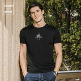 爱登堡男装夏季新品短袖T恤男青年时尚舒适透气修身打底体恤衫(黑色 165)