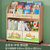 儿童书架收纳架一体落地实木置物架飘窗幼儿园绘本架简易移动书柜(移动款-双层中号-带抽)