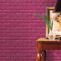 明德3d立体墙贴客厅墙纸自粘创意电视背景墙砖纹壁纸卧室装饰贴纸(酒红色)