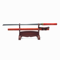 日本军刀武士刀 唐刀 龙泉宝刀 花纹钢刀户外防身刀直刀非匕首折刀折叠刀未开刃(红色)