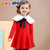 JELISPOON吉哩熊韩国童装冬季新款女童裙子甜美桃皮绒连衣裙(150 红色)