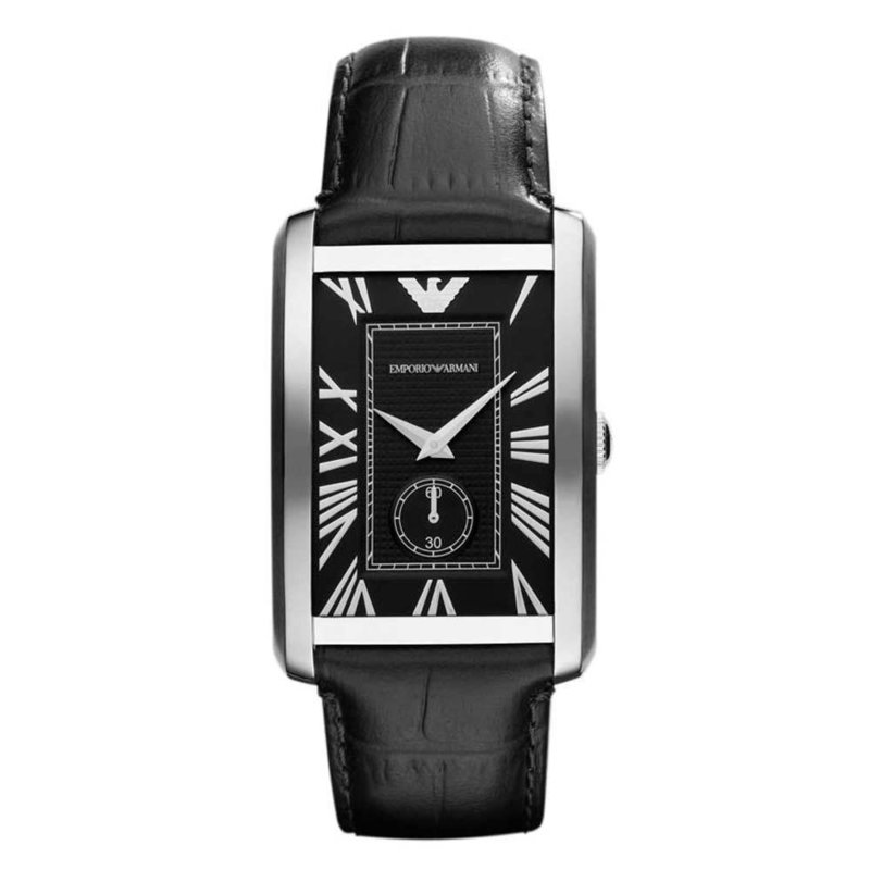 瑞士品牌表armani阿玛尼手表 商务方盘真皮复古石英男