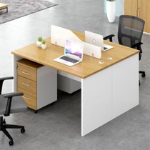俊采云JCY-Q35职员桌办公桌组合屏风卡座员工位电脑桌双人位含柜（单位：组）(浅色系)