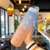 带刻度运动水杯夏季儿童水壶男大容量带吸管塑料杯女学生户外水瓶(蓝色-1000ml)