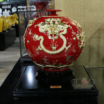 中国龙瓷 德化陶瓷中国红瓷器花瓶高档现代工艺礼品办公客厅家居装饰摆件 ZXG1071ZXG1071
