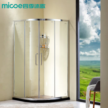 四季沐歌整体淋浴房 钢化玻璃门弧扇型卫生间隔断太空铝简易浴室定制(900*900/6mm)
