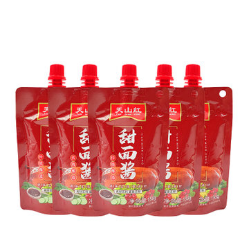 天山红甜面酱158g*5袋 袋装北京烤鸭炸酱面烧烤串串刷料酱煎饼果子