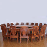 红木家具2.8米红木圆桌实木餐桌酒店电动大圆桌非洲黄花梨木(其他 2.8米+18椅)