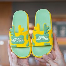SUNTEK可爱卡通夏季儿童拖鞋2022新款居家室内防滑厚底外穿小孩凉拖鞋夏(28/29（内长18cm适合5.5-6岁) 鹿角-黄色)