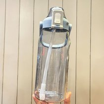 道奇新款学生水杯大容量户外运动水壶便携防漏男女士塑料太空杯子(蓝色 1500ml 送吸管 杯刷)