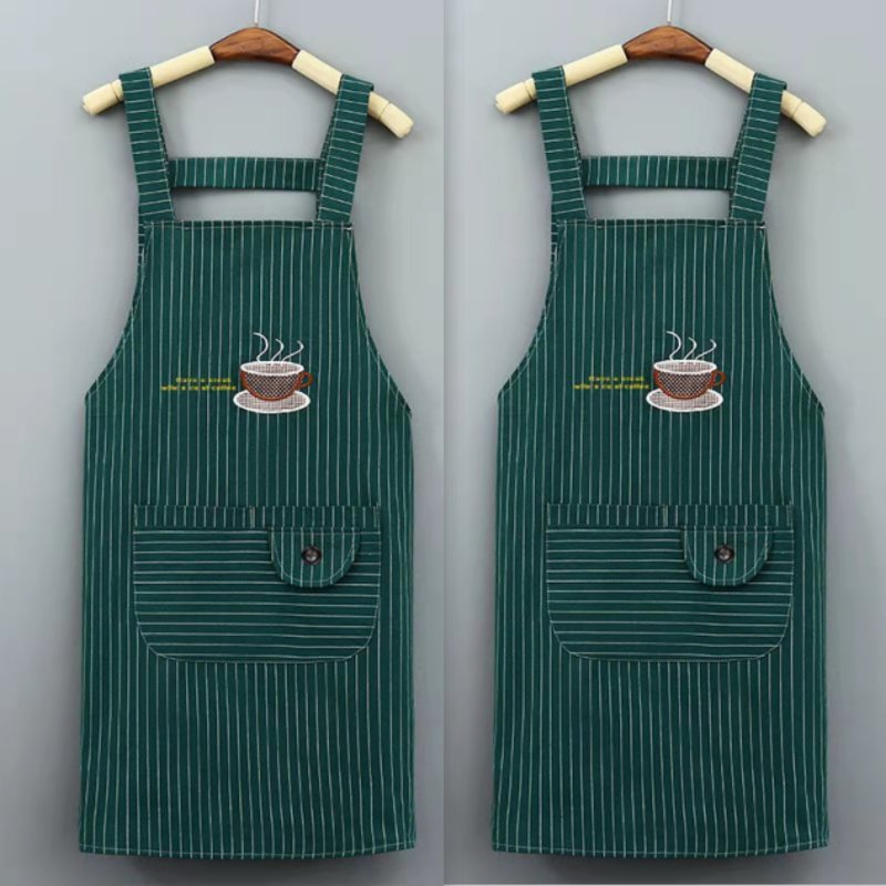 背带纯棉围裙高级韩版可爱无袖情侣围兜防水家用工作服成人男女士两件