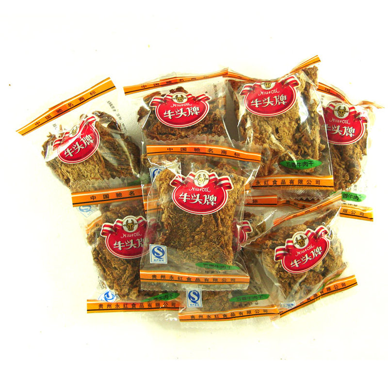 牛头牌 250克 牛肉片 五香味 真正牛肉干 好吃零食 贵州特产
