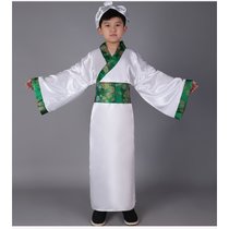 儿童古装汉服国学服服装书童 幼儿园表演三字经弟子规孔子演出服(书童绿色边)(150cm(150cm))