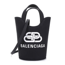BALENCIAGA女士黑色logo水桶包619979-2HH13-1090黑色 时尚百搭