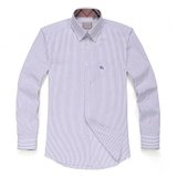 帛利（Baneberry）商务撞领条纹长袖衬衫10063(紫色 43)
