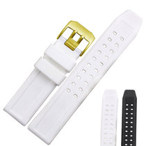 尼尚硅胶橡胶手表带 简约时尚款式 黑色 23mm 适配鲁美诺斯军表系列手表 男士表带配件(白色--金色扣 23mm)