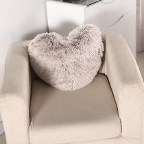 毛绒靠背靠枕含芯 心形抱枕可爱韩国公主沙发卧室靠枕(浅驼色)