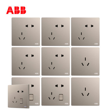 abb开关插座无框轩致五孔*5三孔16a*2带开关五孔*3插座组合装(朝霞