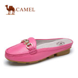 camel骆驼女鞋 羊皮包头低跟女拖鞋舒适休闲简便半拖鞋 新款A92170601(玫红 39)