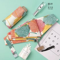 太阳伞小巧便携迷你五折伞防晒防紫外线晴雨两用自动雨伞女遮阳伞(【扁五折六骨手机伞】枫叶 默认)