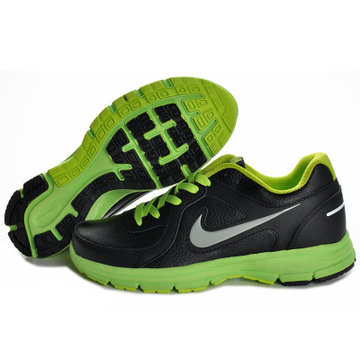 nike耐克 登月6代皮面系列男女跑步鞋 网面气垫情侣运动鞋 8174(黑绿