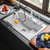 科恩纳石英石水槽单槽洗碗池家用厨房洗菜盆花岗岩加厚带沥水套餐(D8049珍珠白抽拉餐)